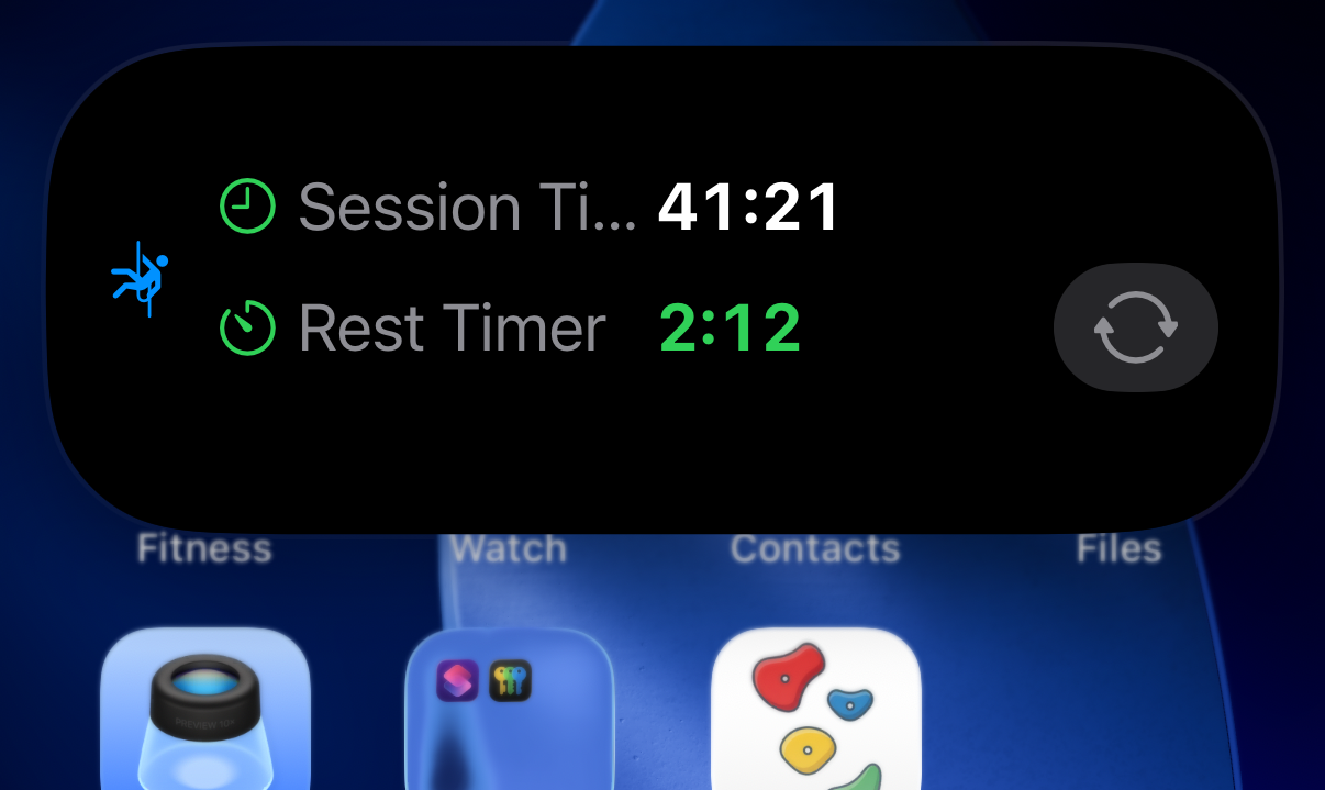Live Activity widget showing rest timer on lock screen
